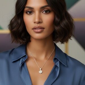 Vintage 925 Mexico sterling silver rose necklace pendant